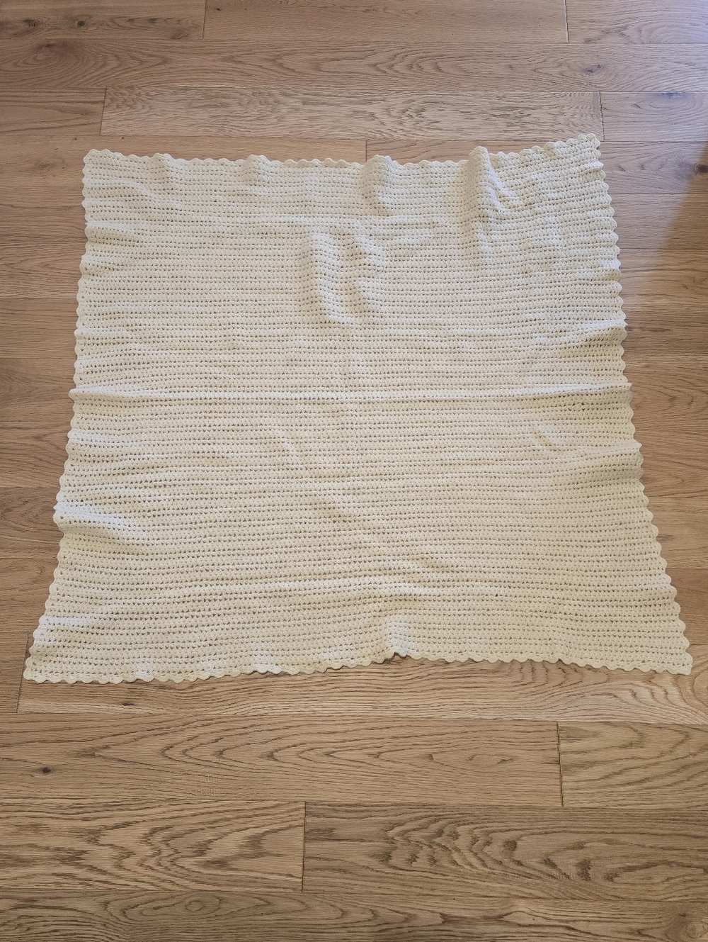 Vintage Crochet Cream Throw Blanket